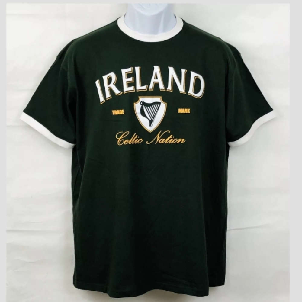 Ireland Celtic Nation T-Shirt Green and White Sz L